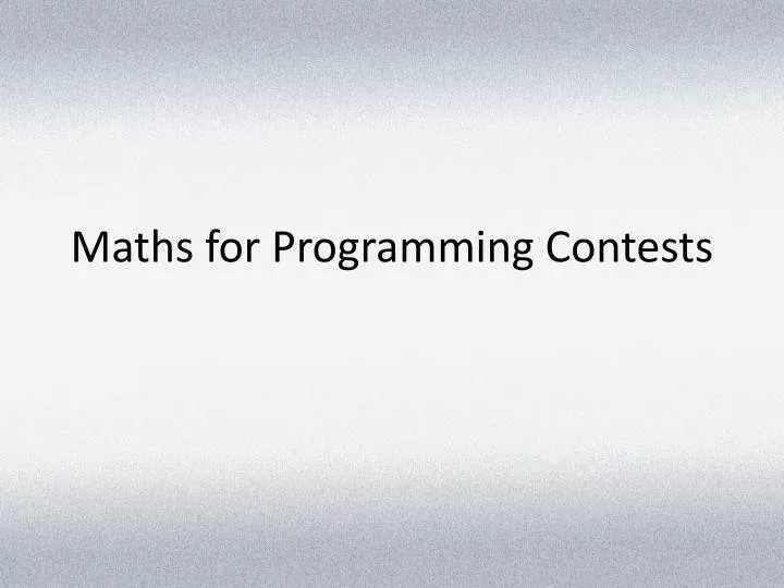 maths for programming contests