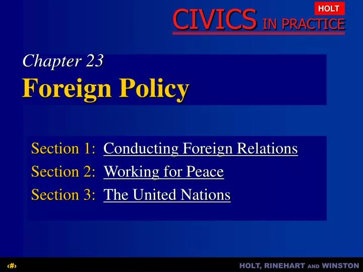 section 1 conducting foreign relations section 2 working for peace section 3 the united nations