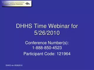 DHHS Time Webinar for 5/26/2010