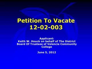 Petition To Vacate 12-02-003
