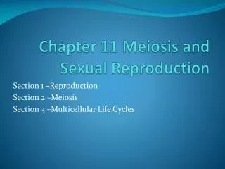Chapter 11 Meiosis and Sexual Reproduction