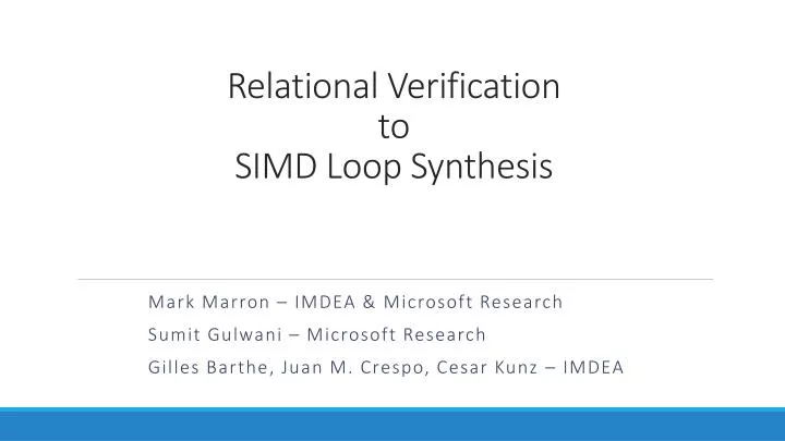 relational verification to simd loop synthesis
