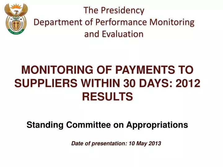 date of presentation 10 may 2013