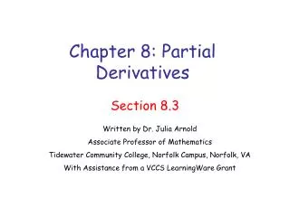 Chapter 8: Partial Derivatives