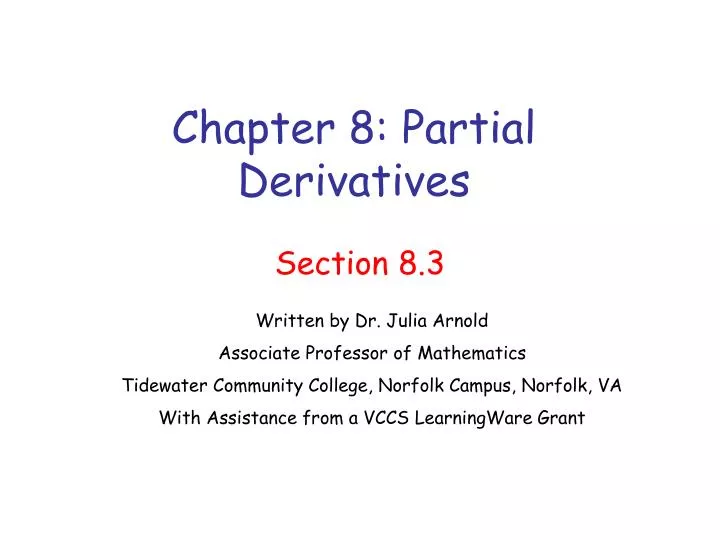 chapter 8 partial derivatives