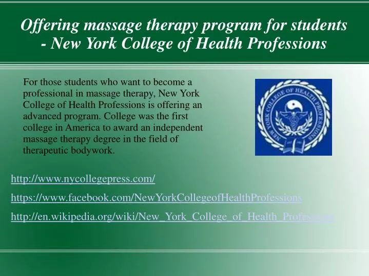 offering massage therapy program for students new york college of health professions