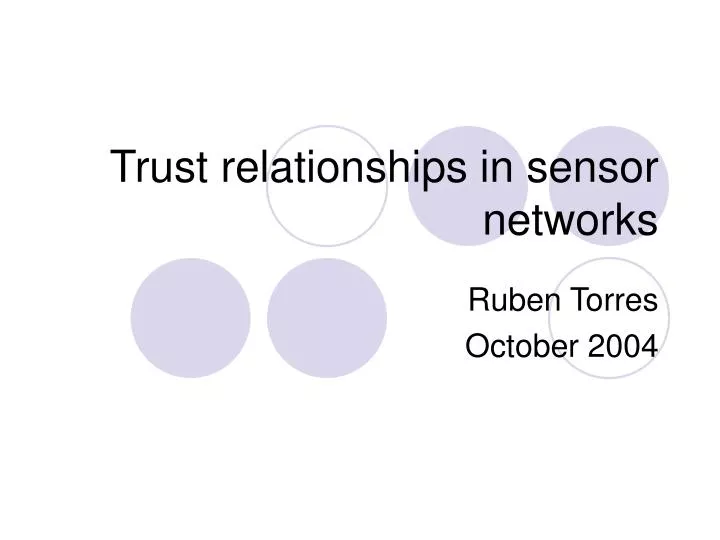 trust relationships in sensor networks