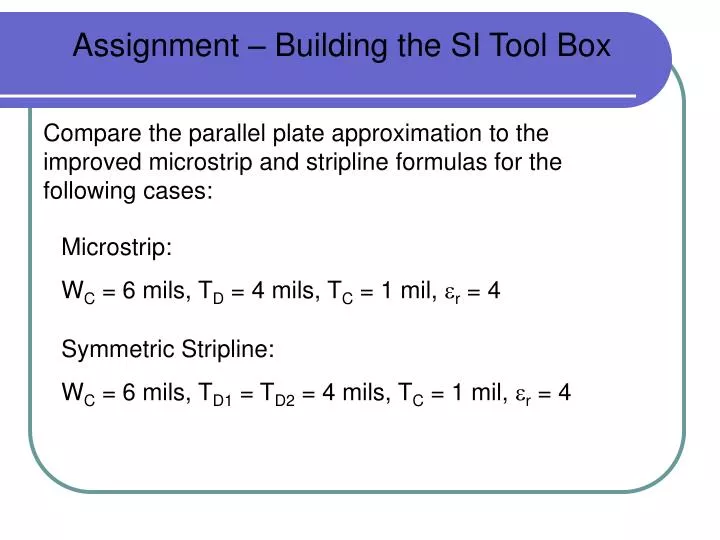 assignment building the si tool box