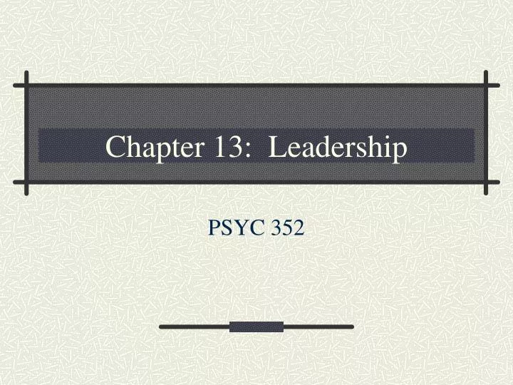chapter 13 leadership