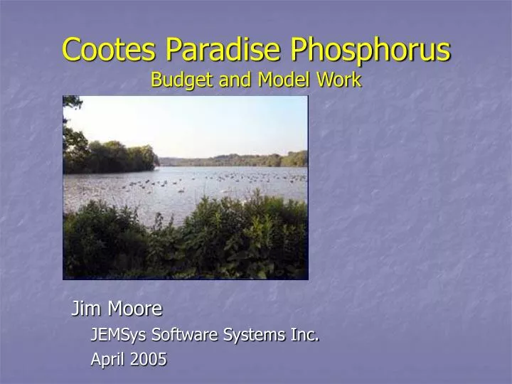cootes paradise phosphorus budget and model work