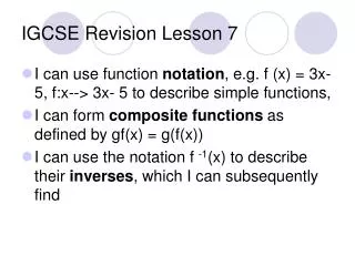 IGCSE Revision Lesson 7