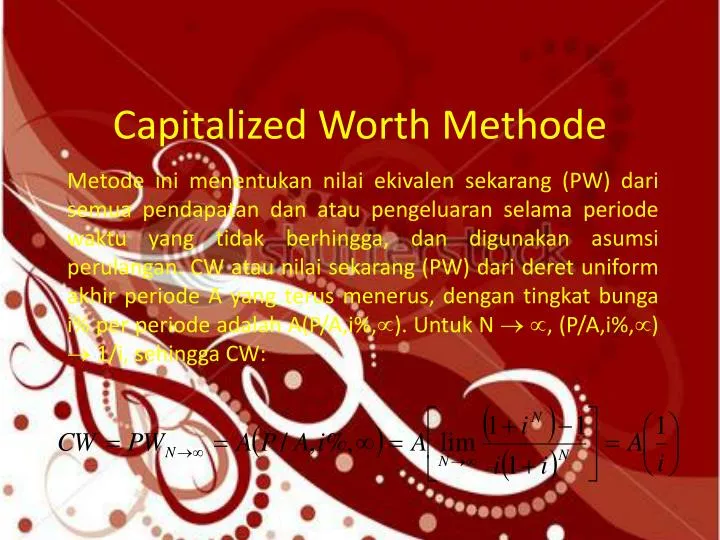 capitalized worth methode