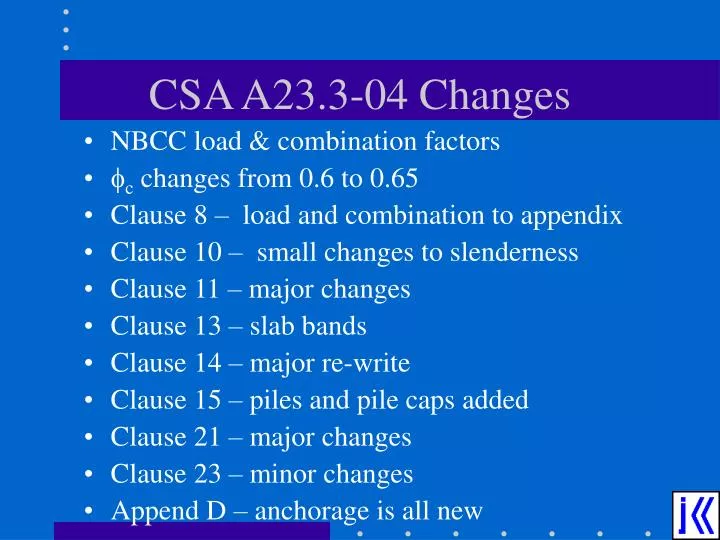 csa a23 3 04 changes