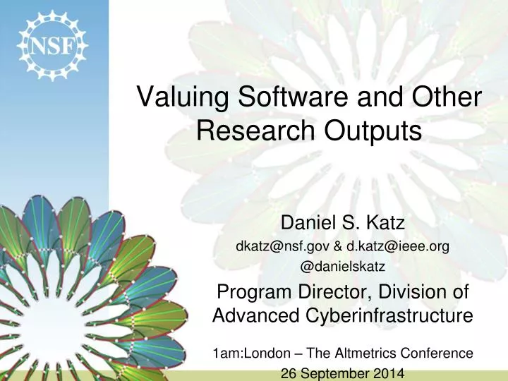 valuing software and other research outputs