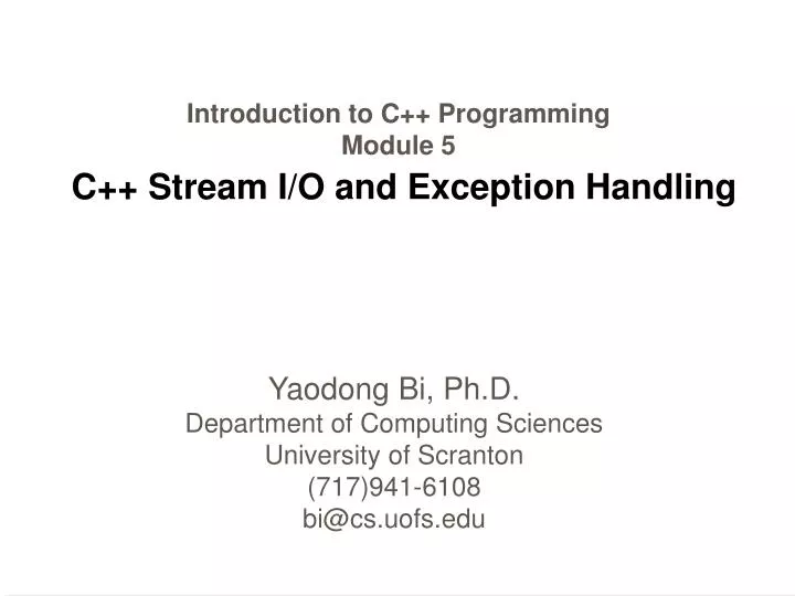 introduction to c programming module 5 c stream i o and exception handling