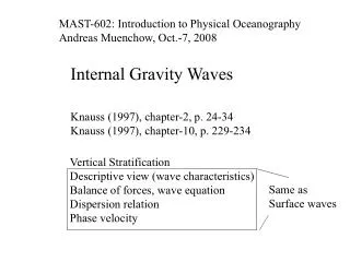 Internal Gravity Waves