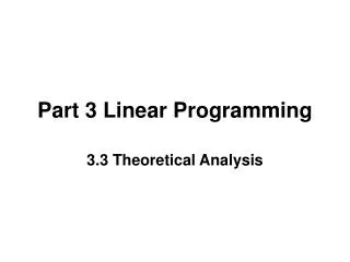 Part 3 Linear Programming