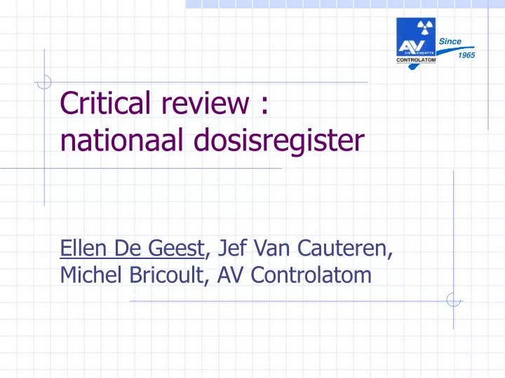 critical review nationaal dosisregister