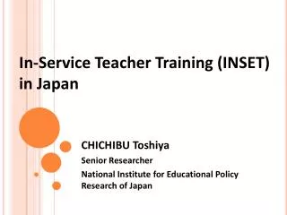 In-Service Teacher Training (INSET) in Japan