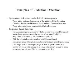 Principles of Radiation Detection