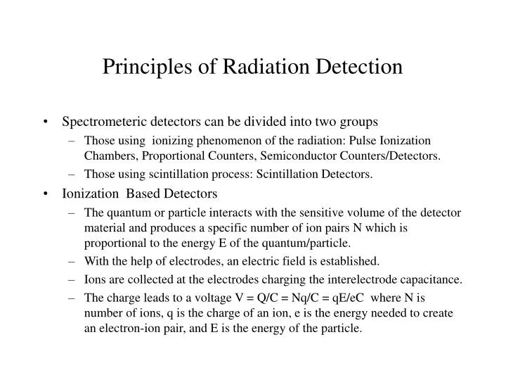 principles of radiation detection