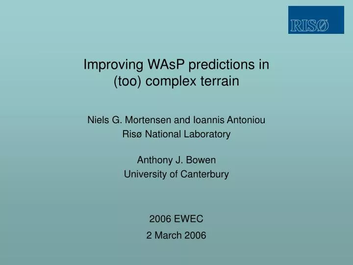 improving wasp predictions in too complex terrain