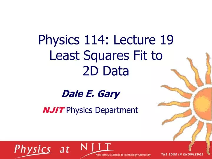 physics 114 lecture 19 least squares fit to 2d data