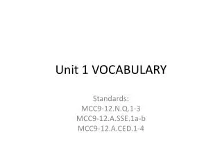 Unit 1 VOCABULARY