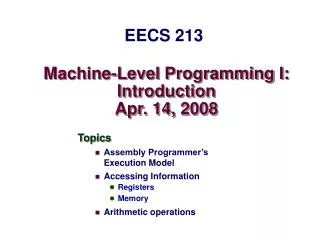 machine level programming i introduction apr 14 2008