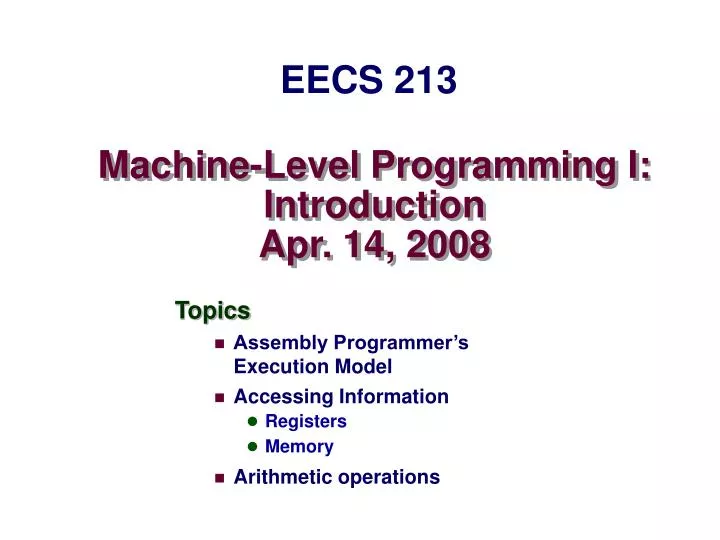 machine level programming i introduction apr 14 2008