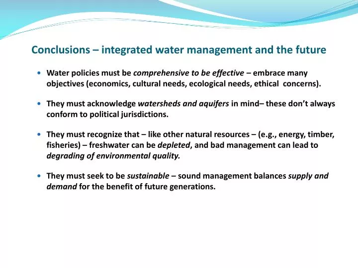 conclusions integrated water management and the future
