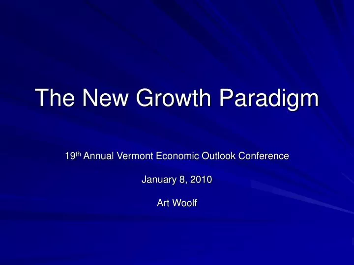 the new growth paradigm