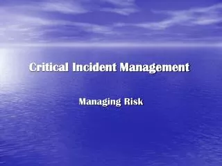 critical incident management