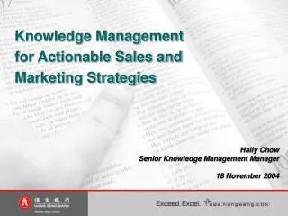 Knowledge Management for Actionable Sales and Marketing Strategies