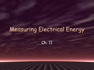 Measuring Electrical Energy