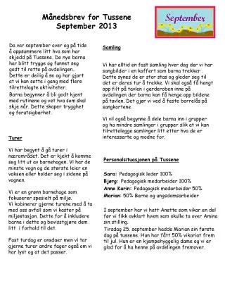 m nedsbrev for tussene september 2013
