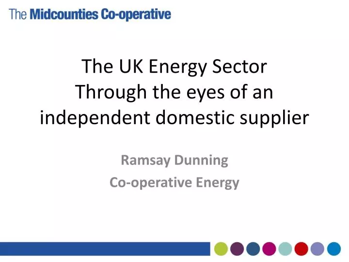 the uk energy sector through the eyes of an independent domestic supplier
