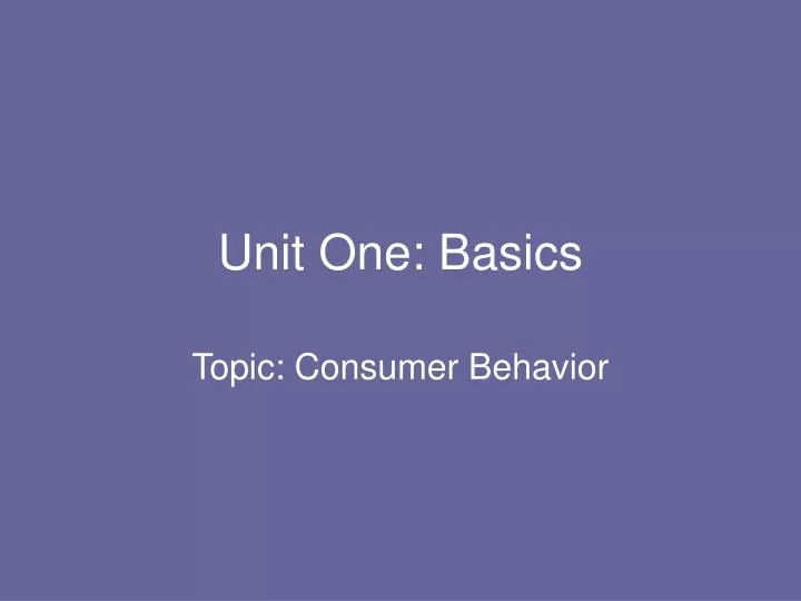 unit one basics