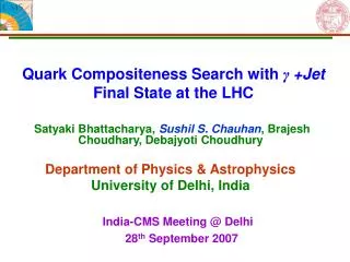 Quark Compositeness Search with ? +Jet Final State at the LHC