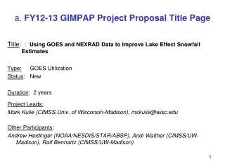 a. FY12-13 GIMPAP Project Proposal Title Page