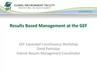 Results Based Management at the GEF