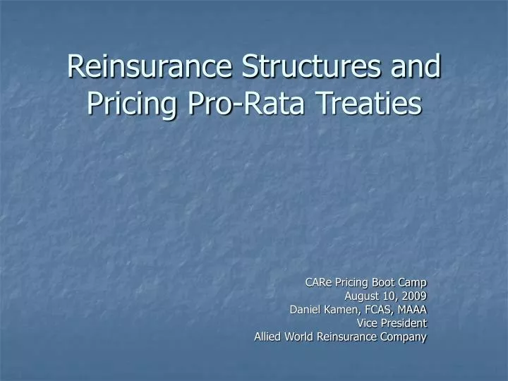 reinsurance structures and pricing pro rata treaties