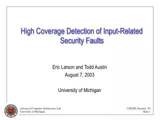 High Coverage Detection of Input-Related Security Faults