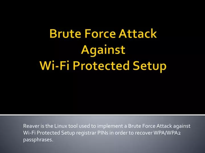 brute force attack against wi fi protected setup