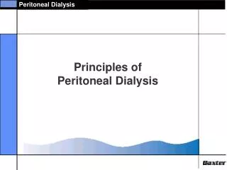 Principles of Peritoneal Dialysis