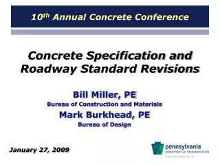 Concrete Specification and Roadway Standard Revisions