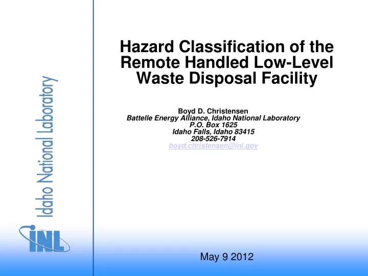 hazard classification of the remote handled low level waste disposal facility