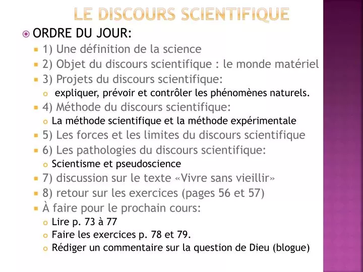 le discours scientifique