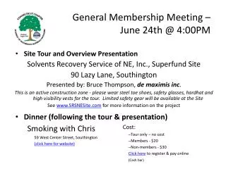 General Membership Meeting – June 24th @ 4:00PM