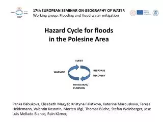 17th EUROPEAN SEMINAR ON GEOGRAPHY OF WATER